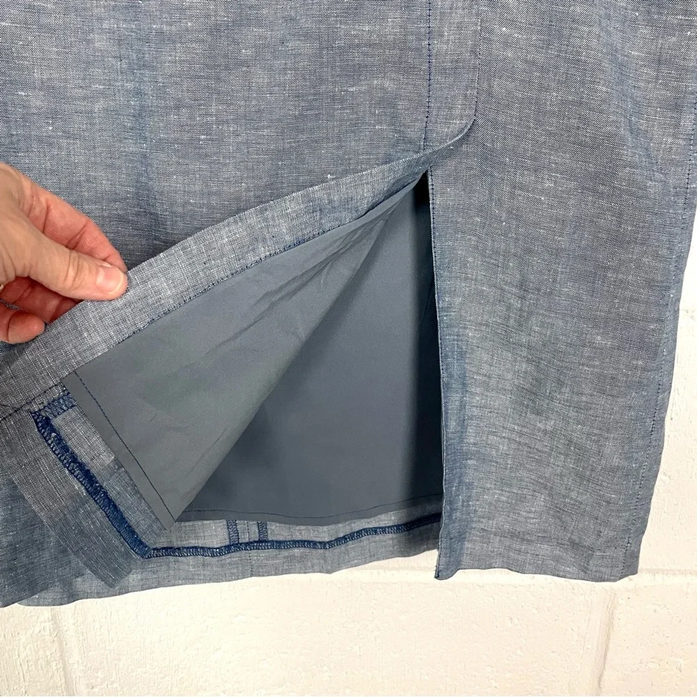Banana Republic NWT Midi Skirt Linen Blend Blue Coastal Office Professional SZ14 - Picture 6 of 13